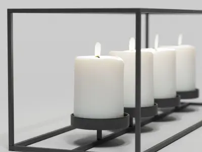 candlestick with candles 02 3D model