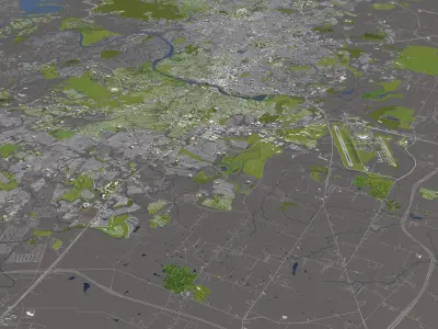 Austin 50x50km City 3D Map 3D model