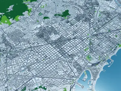 Barcelona with Terrain 3D model