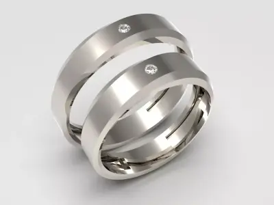 MonoGrace Wedding Ring Set 3D print model