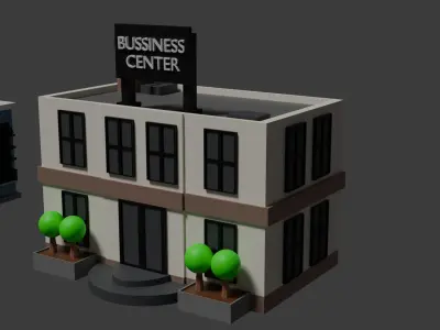 three houses in a blender 3D model
