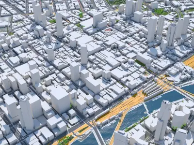 Melbourne Downtown Australia Low-poly 3D model