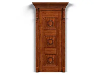 Door0027 wooden door on wall 3D model