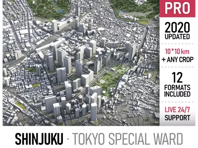 Shinjuku - Tokyo special ward Low-poly 3D model