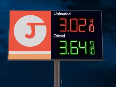 Digital Sign controlled by Shape Keys Gas station sign Free 3D model