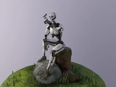 Diorama Robot - Post War Low-poly 3D model