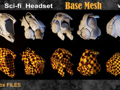 10 Scifi Headset BaseMesh vol17 Low-poly 3D model