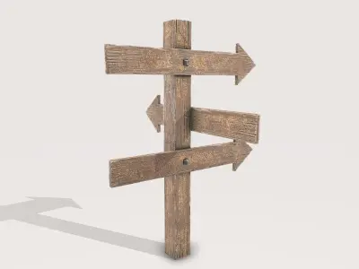 Wooden Dirty Signpost Low-poly 3D model