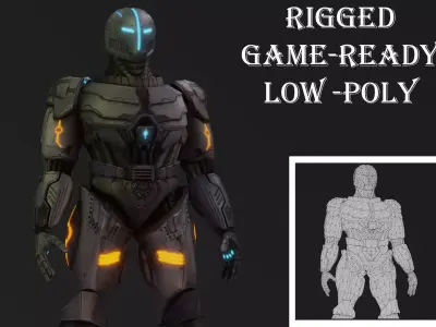 Sentinel Drone Unit Animated Sci-Fi Robot Low-poly 3D model