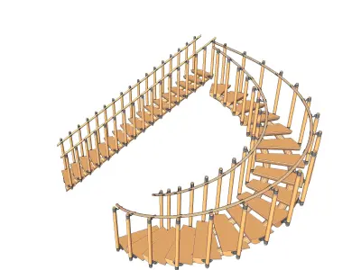 Wood Stairs 2 3D model