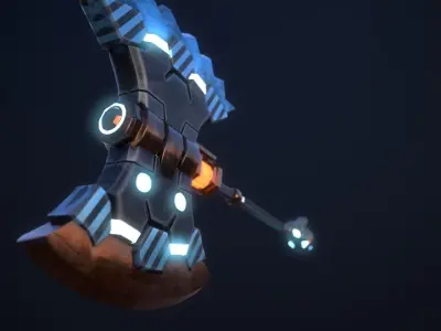 SCI-FI BATTLE AXE Low-poly 3D model