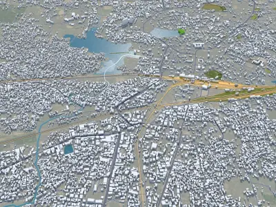 Dhanbad Jharkhand India 25km Low-poly 3D model