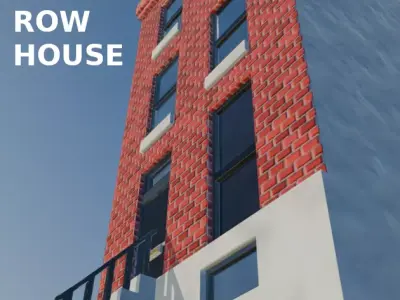 PBR Row House Low-poly 3D model