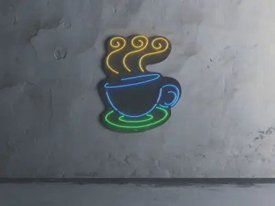 Neon 3D Model 10 - Coffee Low-poly 3D model