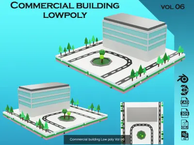  collection commercial building lowpoly 02 3D Model Pack