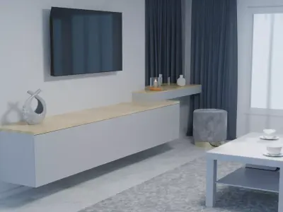 Modern Living Room Interior Scene Minimalist Design 3D model