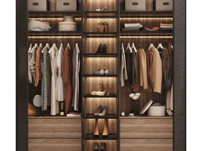 Wardrobe with decor clothes doors matte 3D model