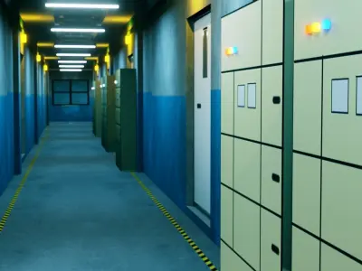 Modular Basement Corridor - Game Ready - PBR Low-poly 3D model