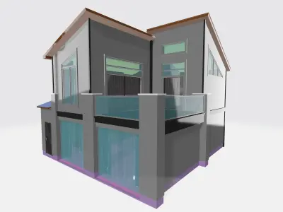 Tiny House Mini Modern Villa Low-poly 3D model