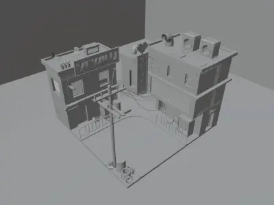 Low poly Cyberpunk City Low-poly 3D model