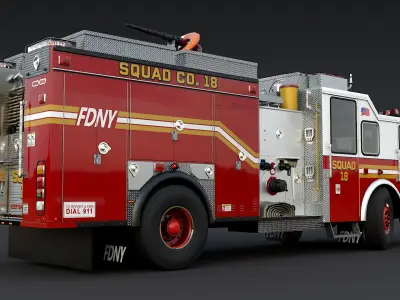  Fire Truck FDNY Squad with Interior 