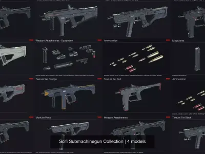 Scifi Submachinegun Collection 3D Model Pack