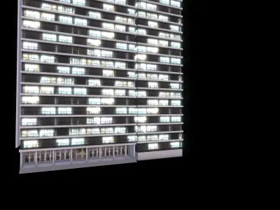 Skyscraper at Night - LowPoly Low-poly 3D model get