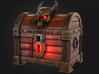 Demonic Skull Treasure Chest Low-poly 3D model