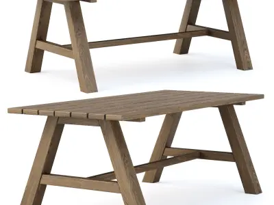 Nia Wooden Dining Table by Bpoint Design  Low-poly 3D model