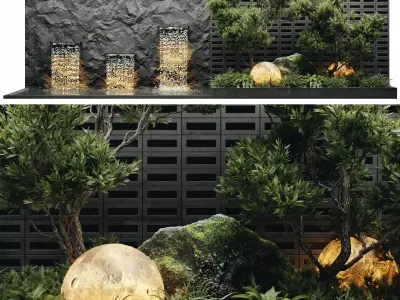 Waterfall fountains 3D model