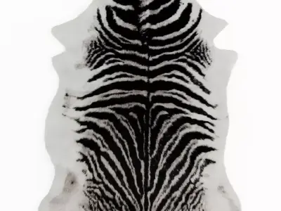 Zebra Black And White Rug 3D model