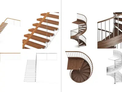 Modern Stairs Set 3D model