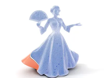 Elegant Lady in Peach Gown Rigged and Animated Character Model Low-poly 3D model