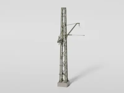 Railtrack wire compensator mast Low-poly 3D model