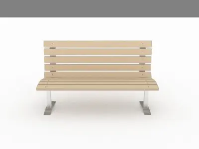 Wood and metal park bench 3D model