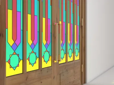 Doors with stained glass door 3D model