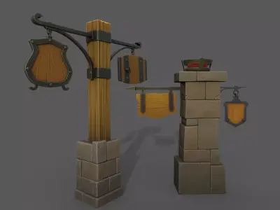 Signboards Low-poly 3D model