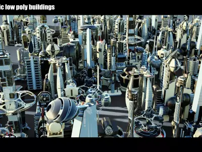 35 Futuristic Buildings VOL 10 Low-poly 3D model