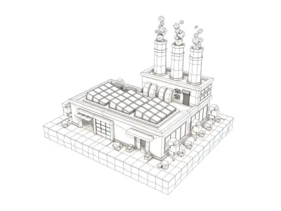 Cartoon Factory Plant 3D model