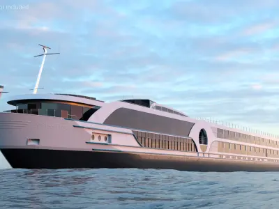  Modern River Cruise Ship White Simplified 