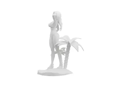 Girl in beach 3D print model