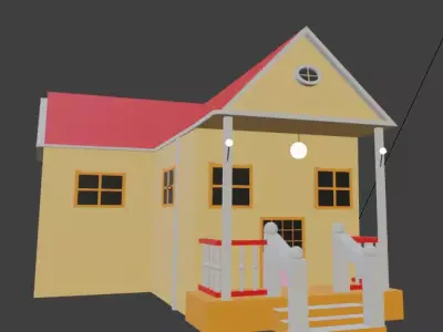 House with porch 3D print model