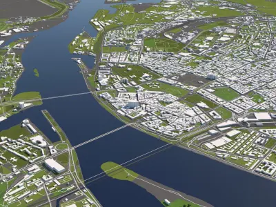 Riga Latvia 50x50km 3D City Map 3D model