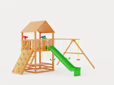 Circus Clubhouse Pkg II Popular With Wood Roof Low-poly 3D model