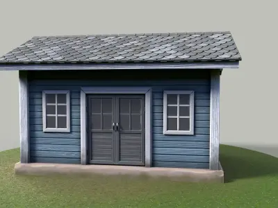 Classic wood warehouse European style Low-poly 3D model