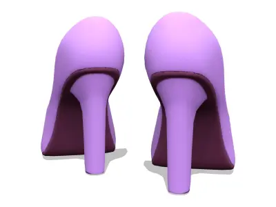 Purple Little Front Bow Stillettos High Heel Shoes Low-poly 3D model