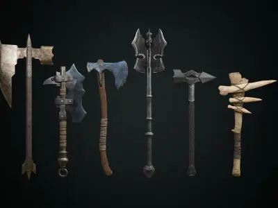 fantasy weapon collection Low-poly 3D model