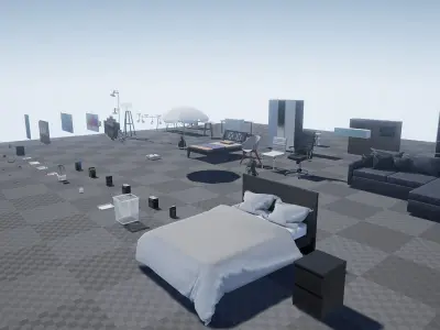 Modern Flat Interior Low-poly 3D model