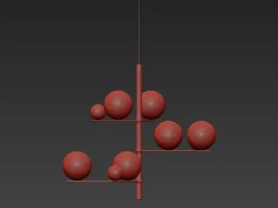 TUTTIFRUTTI brass chandelier with glass balls 3D model