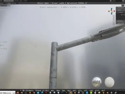 Street Light 1 Galvanized 4500mm 1F Low-poly 3D model